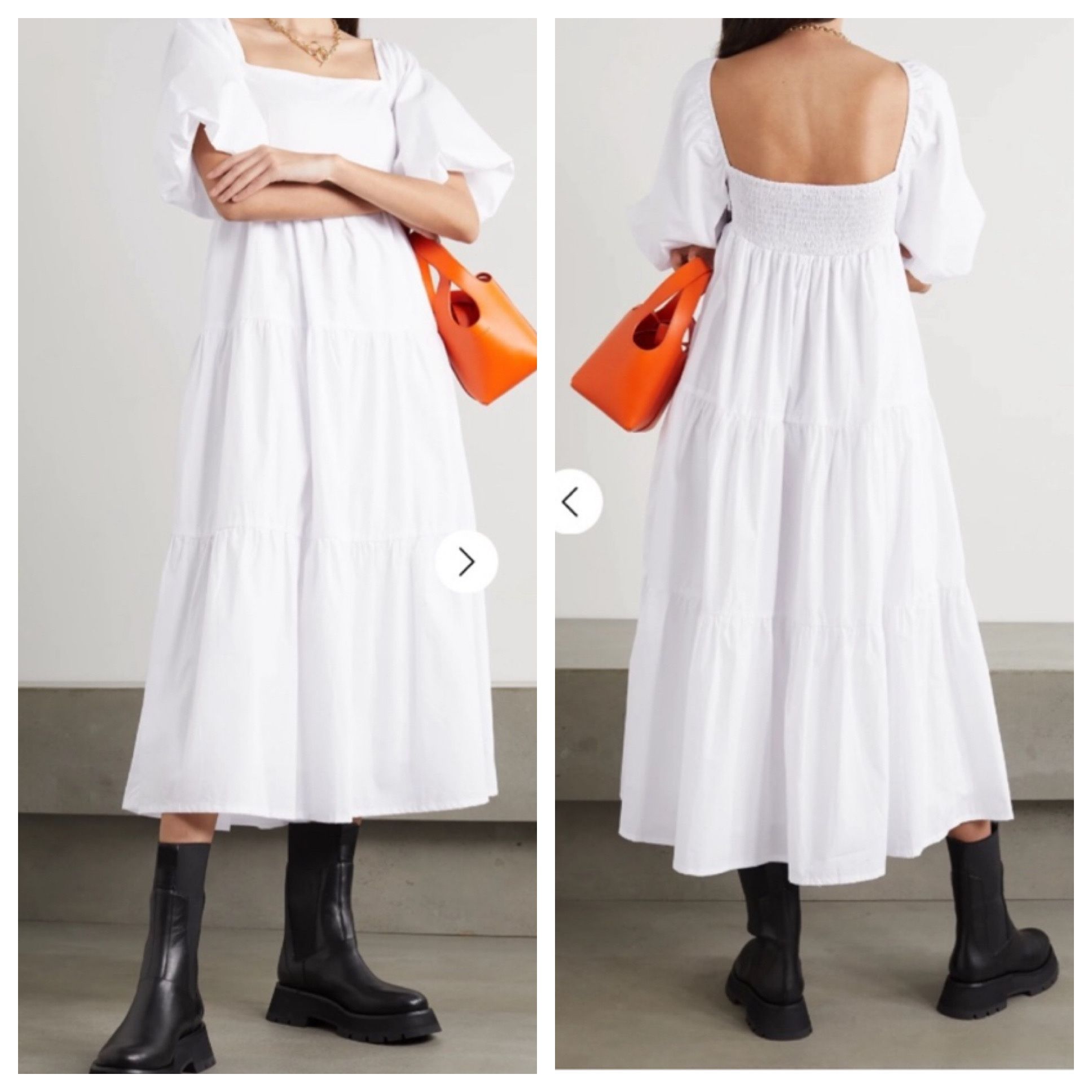 Faithfull The Brand Kiona Puff Sleeve White Tiered Peasant Dress Women's Size 2