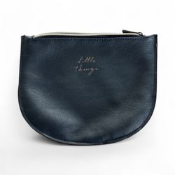 “Little Things”  Navy Blue Leather Pouch 