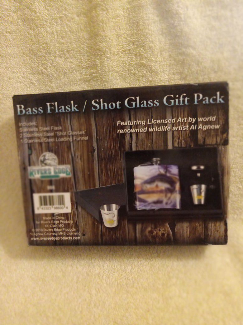 Bass Flask/Shot Glass Gift Pack