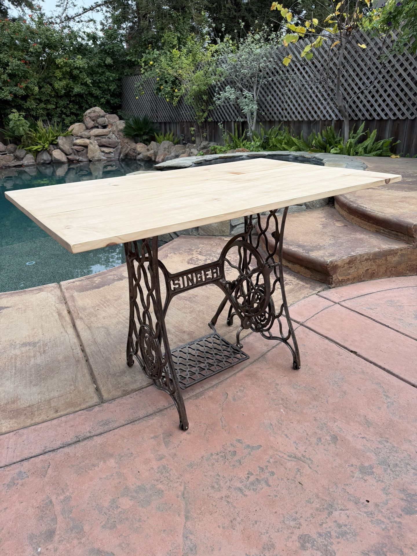 Cast Iron & Wood Accent Table