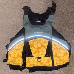 TWO—MTI ADVENTUREWEAR floatation vests.