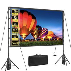 New 100 inch Projector sreen and Stand, Outdoor Indoor Projector Screen16:9 Foldable Portable Projector Screens for Movie Night Support Double Sided P