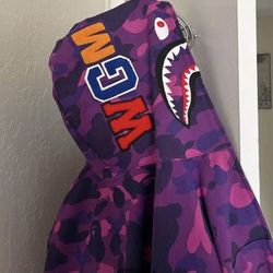 purple bape hoodie jacket unisex medium