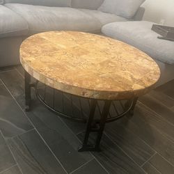 Round Stone Top Coffee And End Table Set