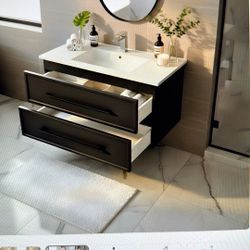 Floating Bathroom vanity. New 30 Inch Black vanity Only. 