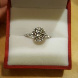 Crystal ring halo setting size 5.5 in sterling silver