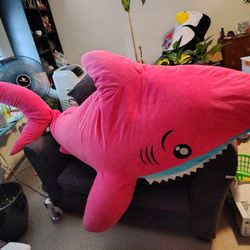 4ft Penguin, 6ft Shark Stuffed Animals.