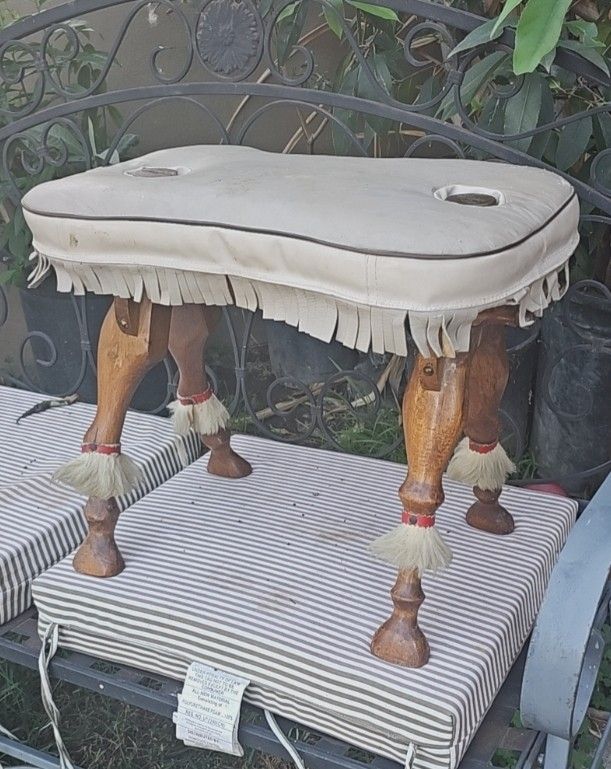 Vintage Camel Saddle Foot Stool Ottoman