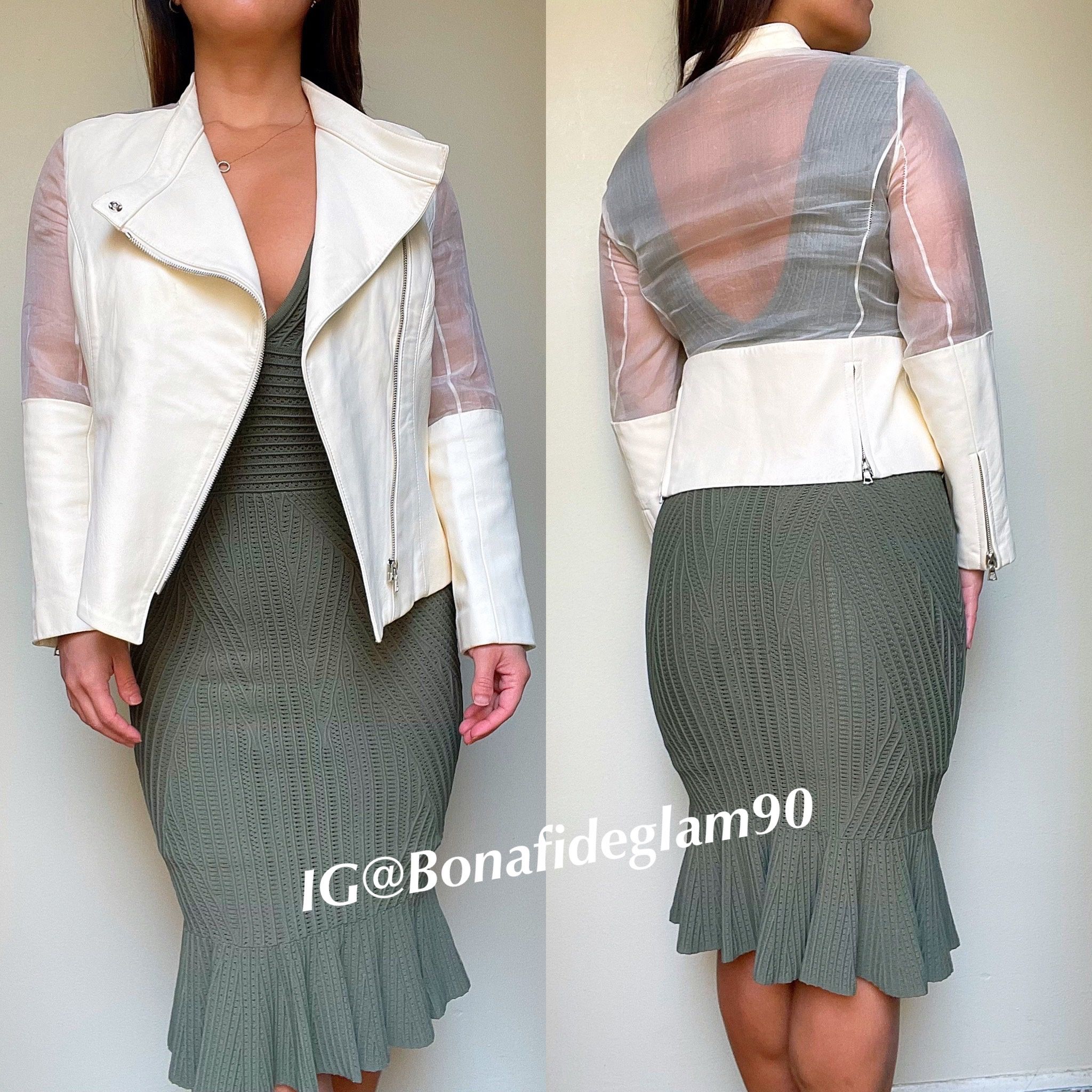 Cushnie Et Ochs leather and silk organza moto jacket size 6 small