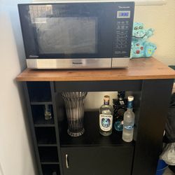 Rolling Kitchen Island Cart With Wine Rack And Storage