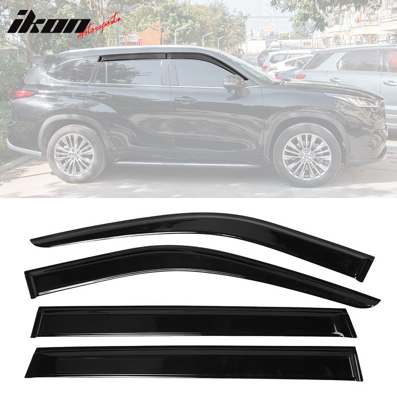 Fits 2020-2024 Toyota Highlander Acrylic Slim Window Visors Sun Rain Guards 4PCS Set