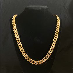Heavy 18K Gold Curb Chain Necklace 10mm 22”