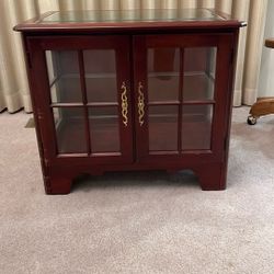 Wood And Glass End Table Or Cabinet