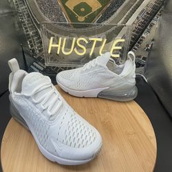 Nike Air Max 270 White Metallic Silver (GS) Youth Sz 4.5Y
