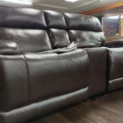 New Top Grain Genuine Leather Sofa And Loveseat With Power Recliners