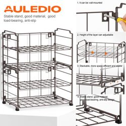 Auledio Adjustable Water Bottle Organizer Holder, 2-Tier (2 Pack) Stackable Water Bottle Storage Rack for Countertop (Bronze)