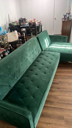 Green Velvet Sectional Couch