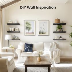 AMADA HOMEFURNISHING Floating Shelves Black, Wall Shelves with Invisible Brackets for Bedroom, Bathroom, Living Room, Kitchen, Set of 3 - AMFS07