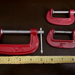 Set of 3 Red C-Clamps