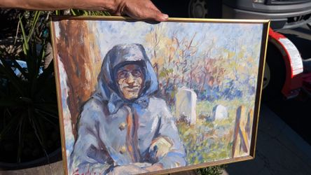 beautiful & original oil on canvas vintage painting