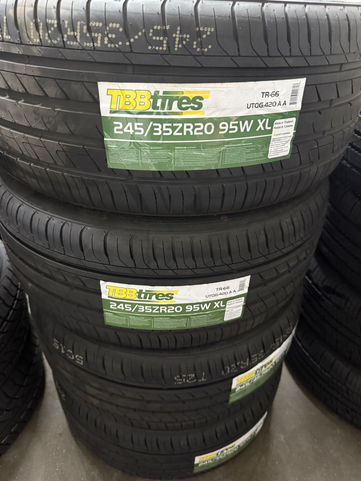 BRAND NEW TIRES 245/35r20 TBB FOR SALE SET OF 4 TIRES $365 WITH INSTALLATION AND BALANCING