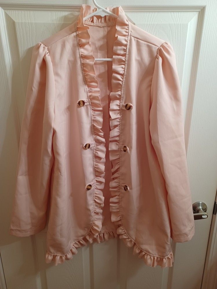 Pink, Ruffled Trimmed Jacket