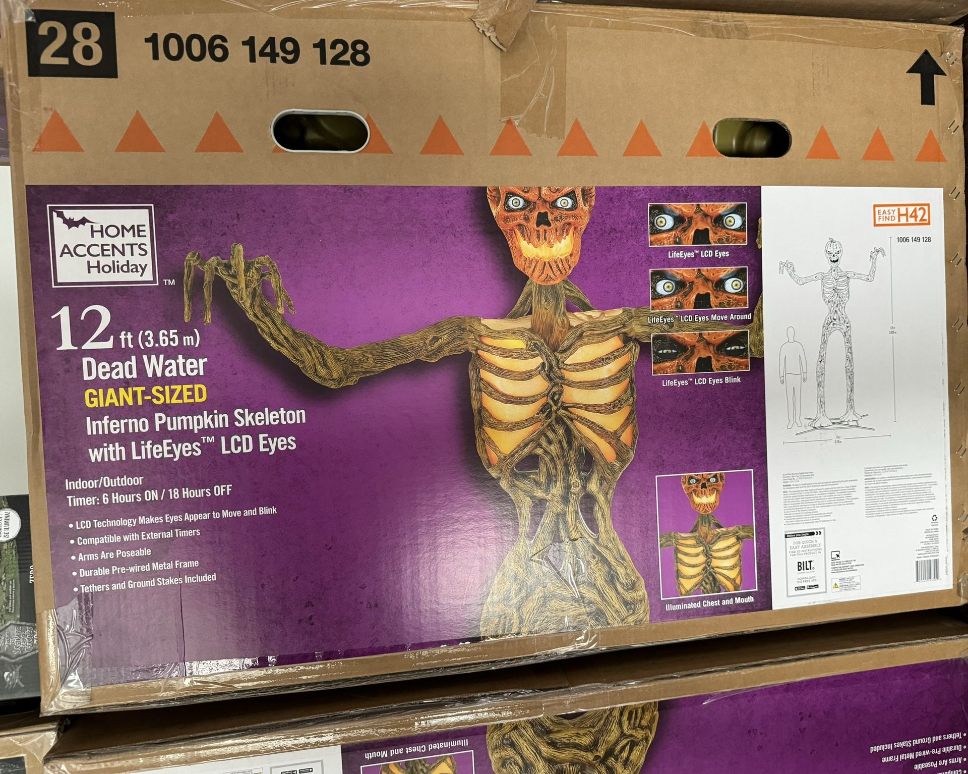 Unopened 12ft Inferno Pumpkin Skeleton Figure Halloween Monster prop Yard Decoration