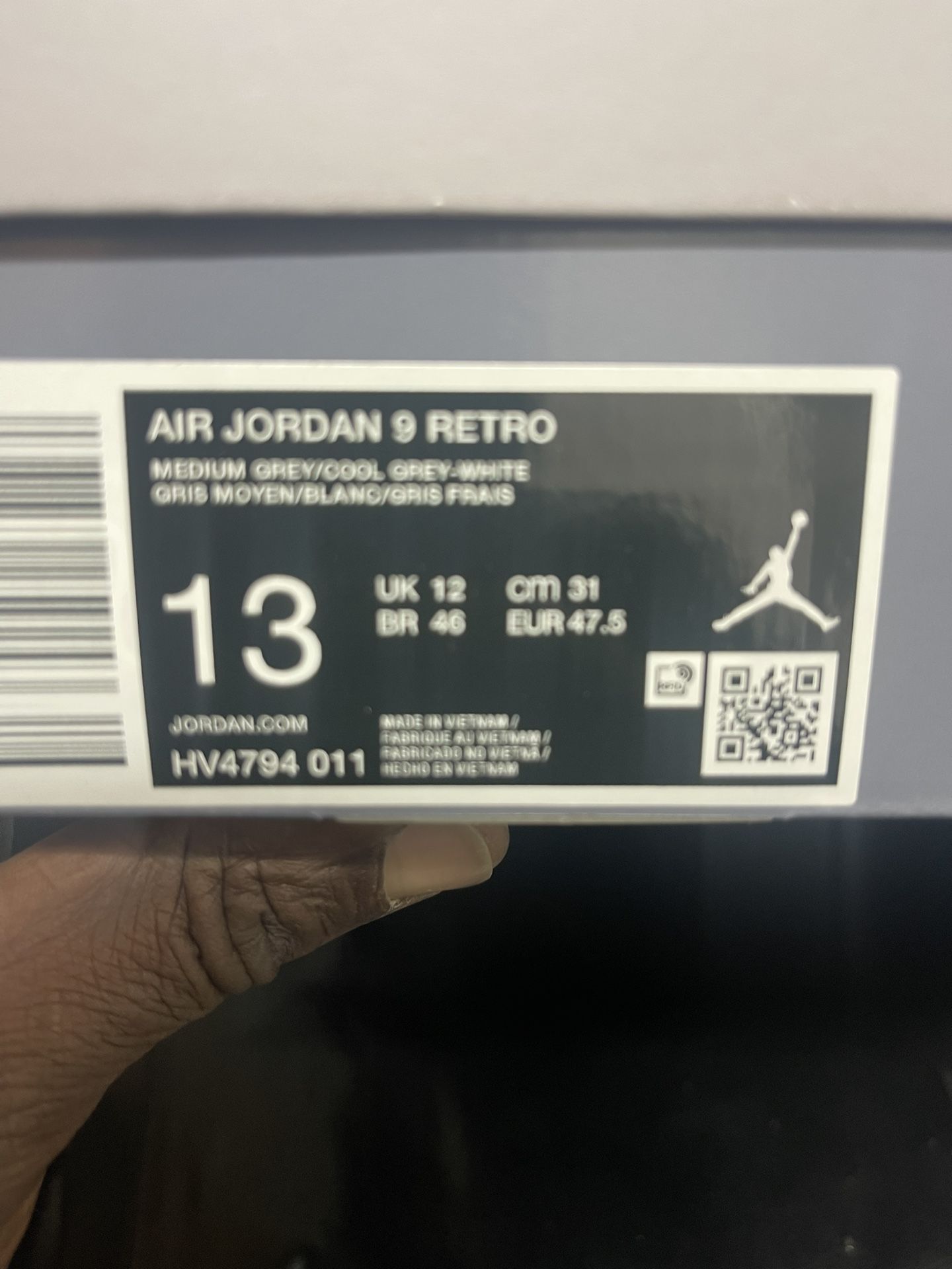 Jordan Retro 9 Cool Gray Men’s 13 Never Worn Or Tried On Very Fresh