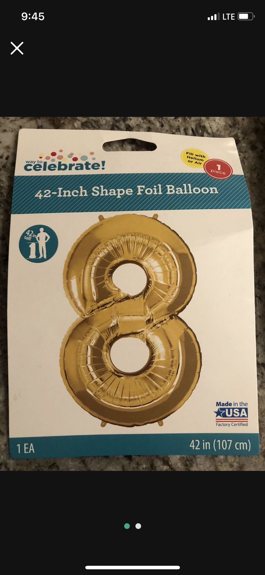 #8 Gold Foil Balloon 42 Inch