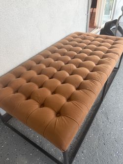 Bende 47'' Wide Faux Leather Tufted Rectangle Cocktail Ottoman In Tan