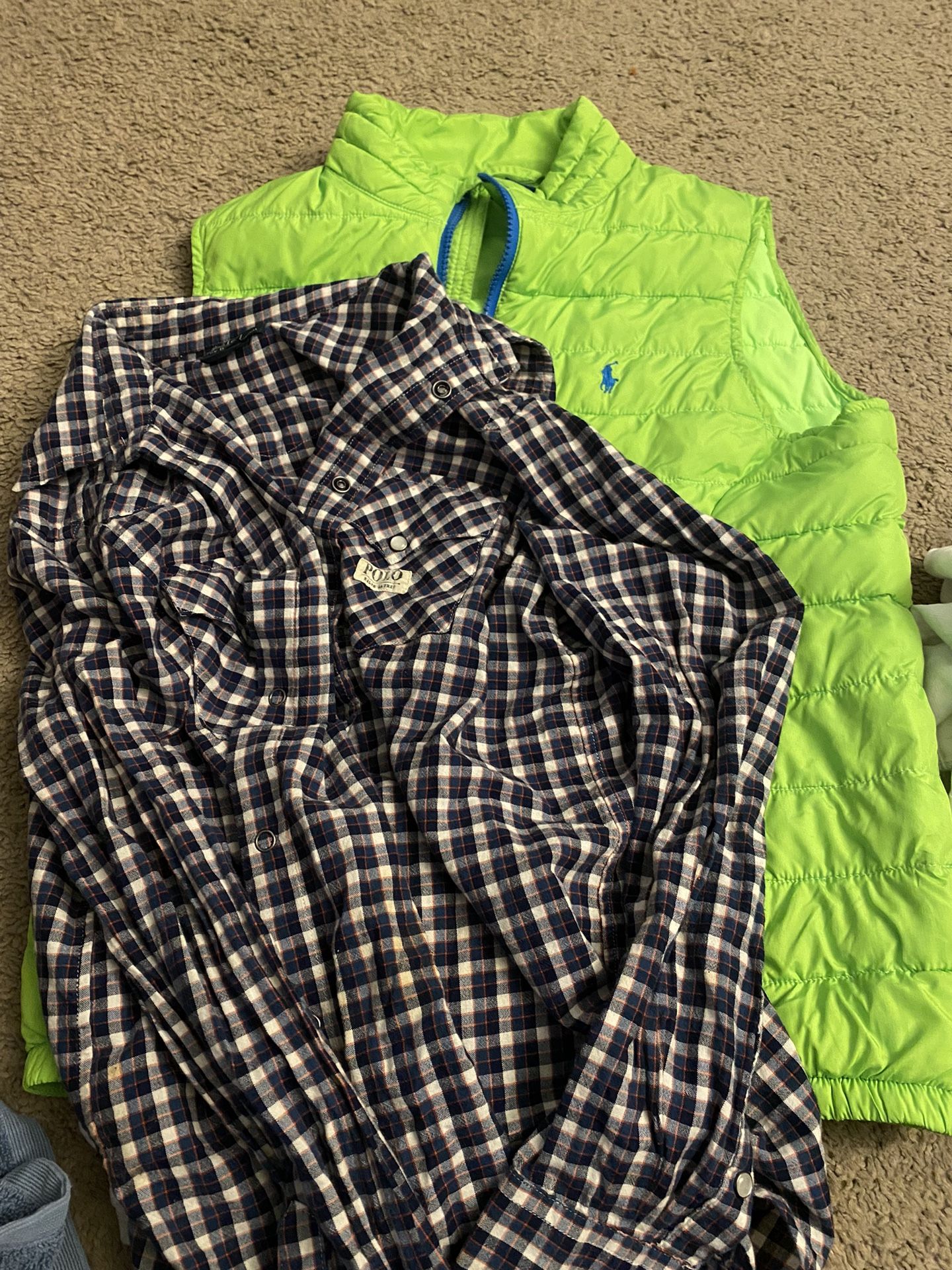 Bundle Of youth large Polo Ralph Lauren Clothes Puffer Vest And Shirt