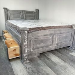 Full Bed And Mattress With Drawers 