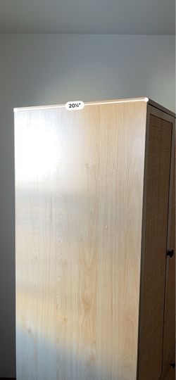 Tall Wood and Rattan Cabinet Wardrobe
