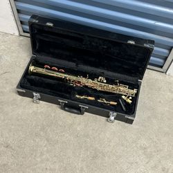 Great 😊 Cecilia Soprano Saxophone - 2 Necks, Neck Support, Silver And Gold Finish.