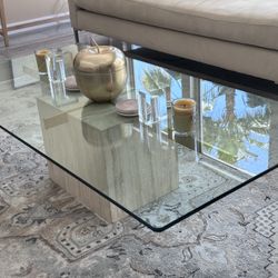 Glass & Marble Coffee Table - $125