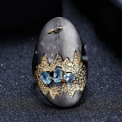 32mm Modern Landscape 925 Sterling Silver Conception Ring - Size 6