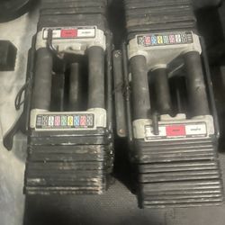 Pair Of Power Block 90lb Adjustable Dumbbells Total 180lb