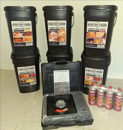3 MONTH READY HOUR EMERGENCY FOOD SUPPLY + STOVE NEVER OPENED OR USED---$650 obo