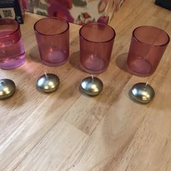 pink sparkly candle holders