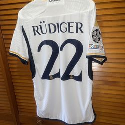 Real Madrid Home Player Version Jersey Rudiger Large