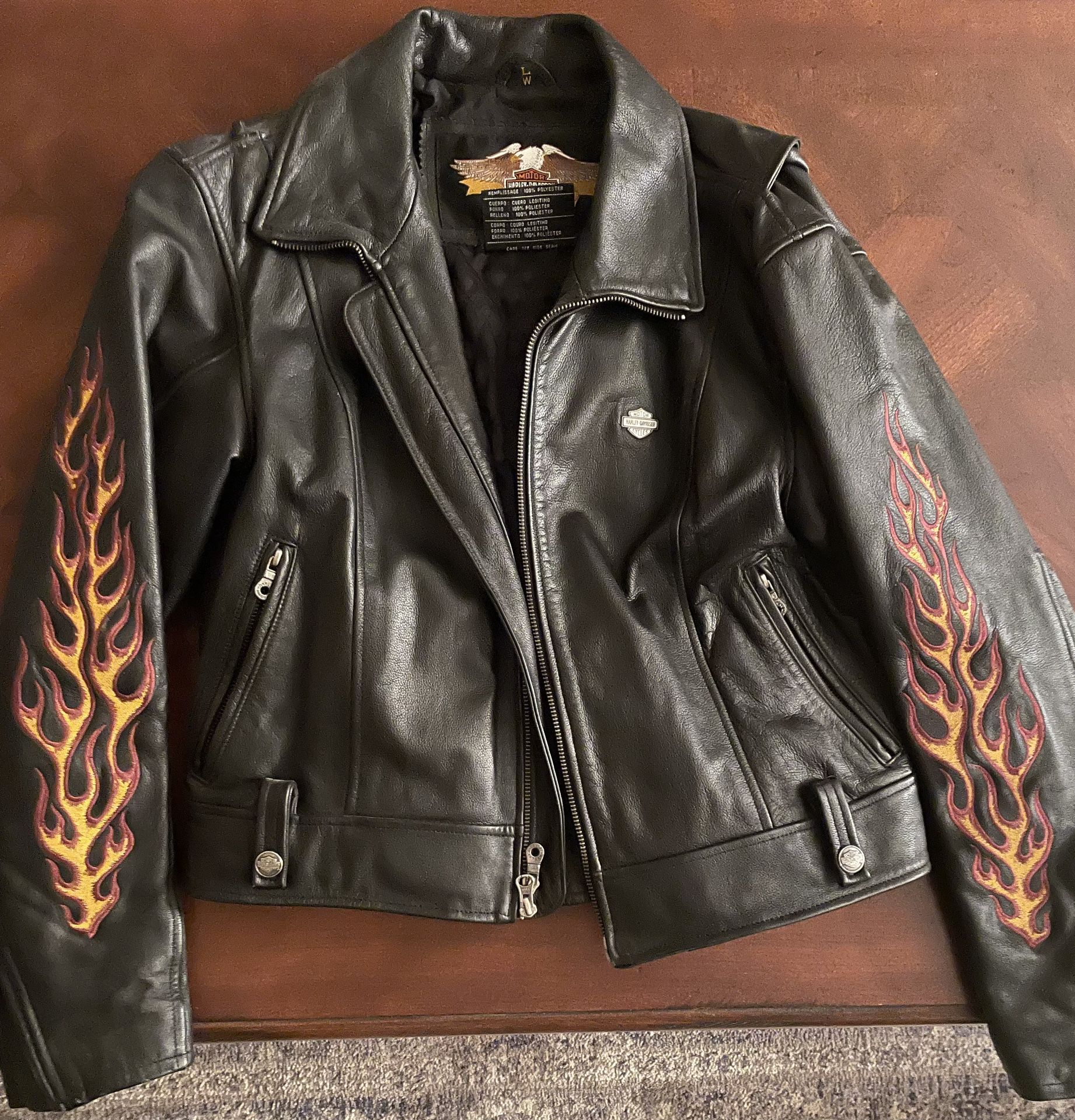 ジャケット・アウター Harley-Davidson Flame Leather Jacket Harley-Davidson Motorcycle Riding Leather Jacket Flames