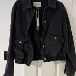 New Womens Size Large Ashley Vintage Charm Denim Black Jacket 