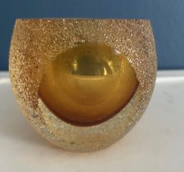 Vintage Fifth Avenue Crystal Amber/Yellow Candleholder
