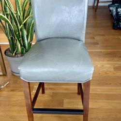 2 Faux Leather Bar Stools, Gray