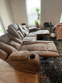 Power Reclining Microsuede Sofa