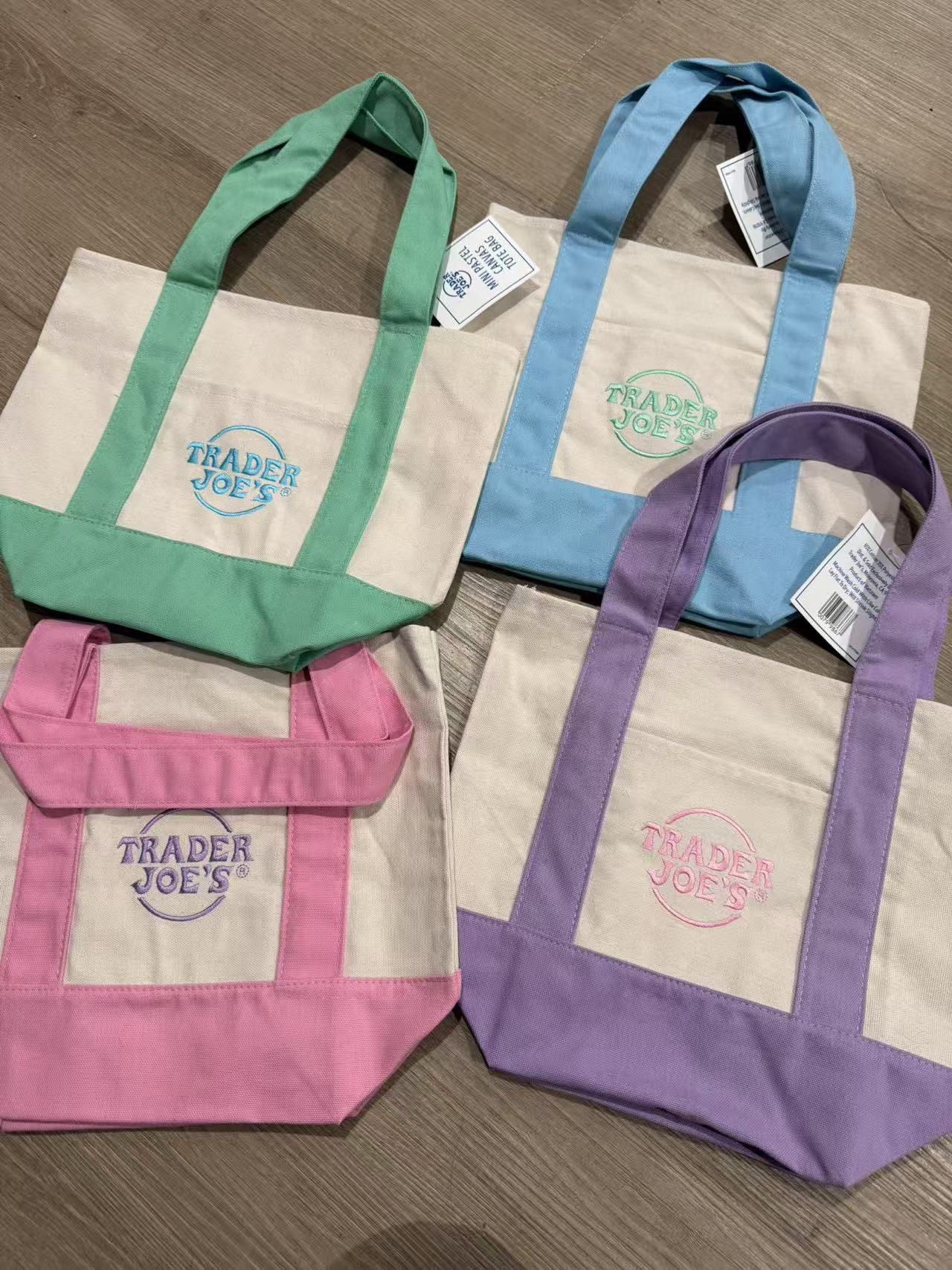 4 Trader Joe’s Tote - Pink, Purple, Green, Light Blue(Macaron)