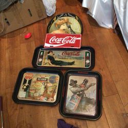 Coca Cola Vintage Trays And License Plate