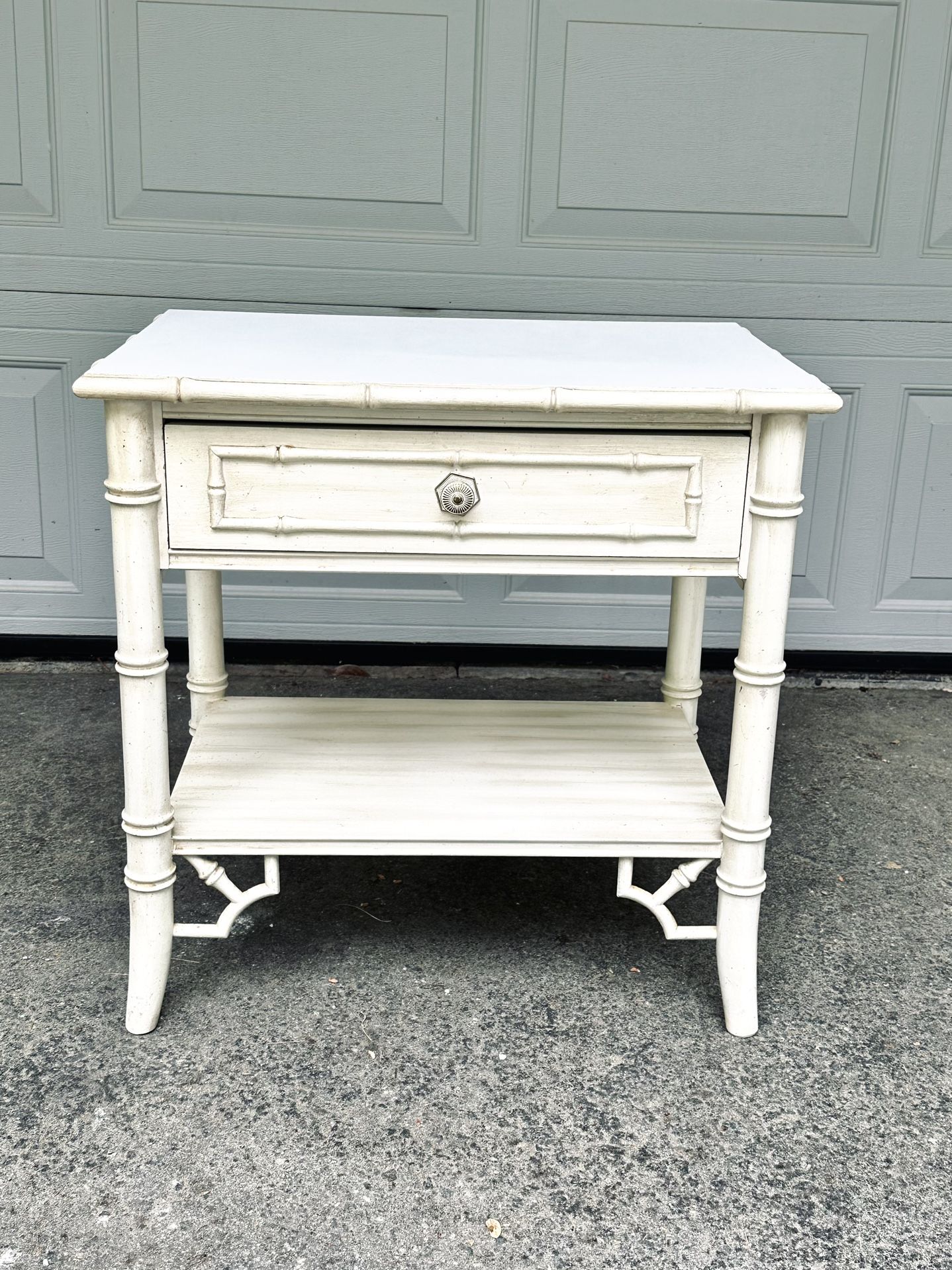 Bamboo Style Wooden Nightstand / End Table