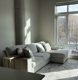 Gray Fabric Sectional Sofa with Chaise