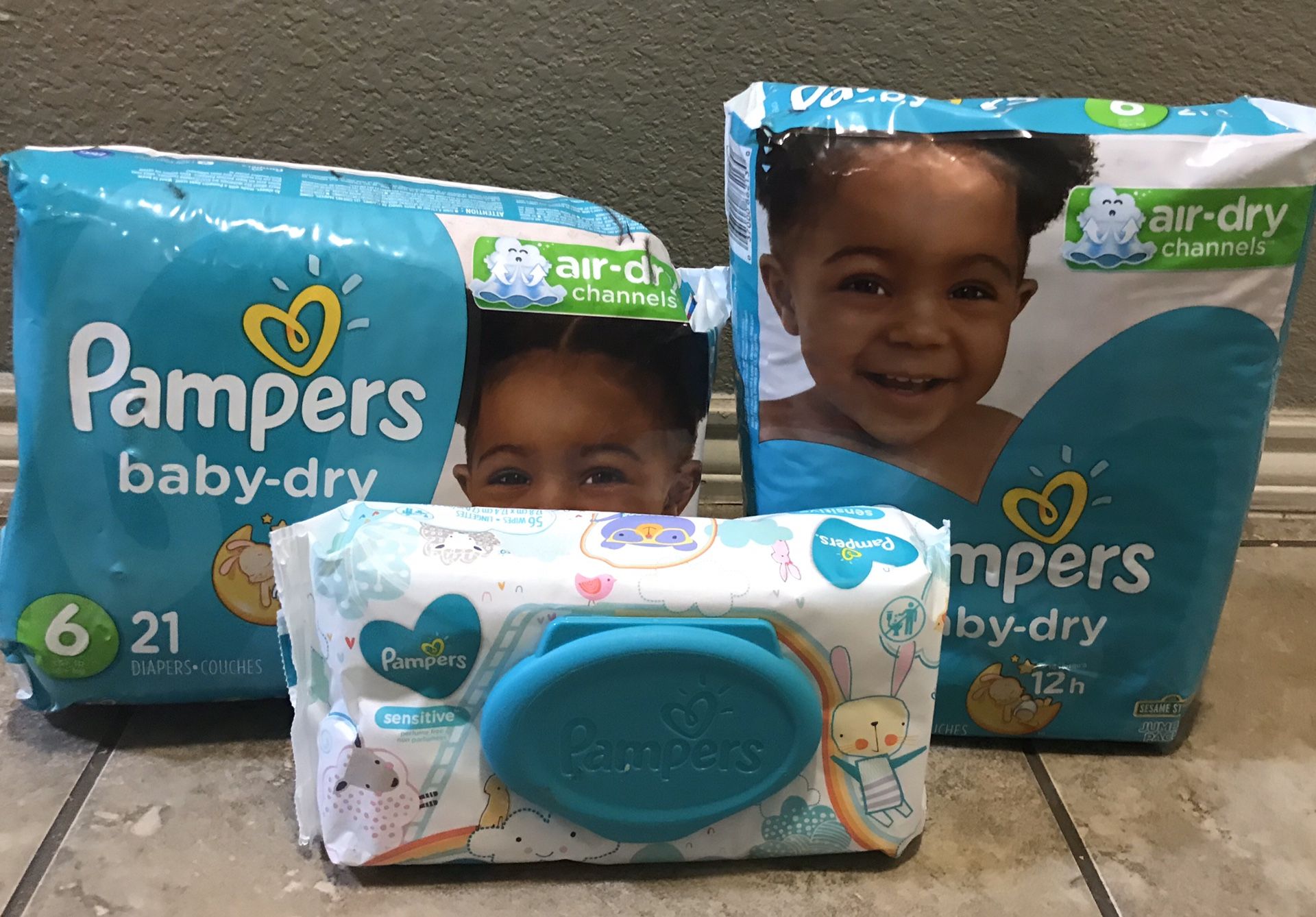 Pampers and wipes size 6